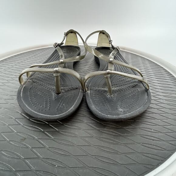 Crocs Isabella Gladiator Jelly Strappy Sandals Studded Brown/Black Sz Womens 10 - Picture 3 of 8